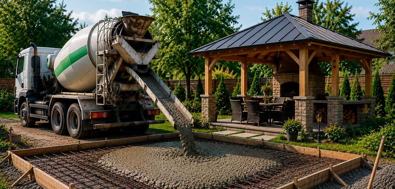 Товарный бетон БСТ для фундамента беседки и площадки на участке
