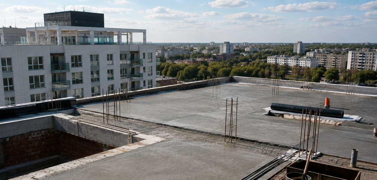 Состав бетона для кровли из цемента, песка, воды и крупного заполнителя